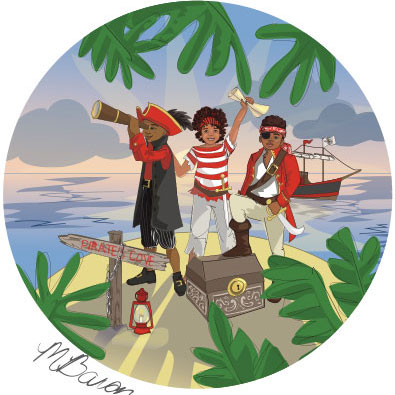Michelle Baron Illustration Pirate Theme Party Plate for Anna+Pookie