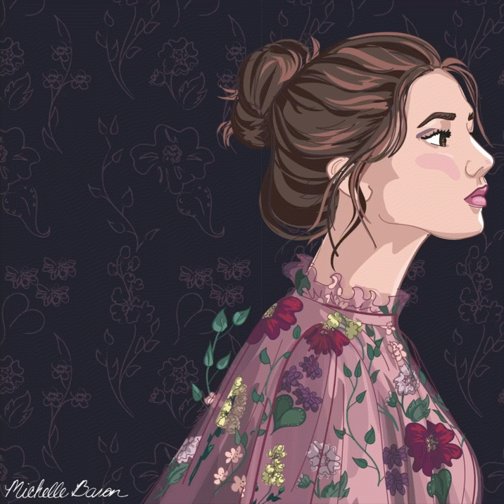 Michelle Baron Fashion illustration moody floral pattern