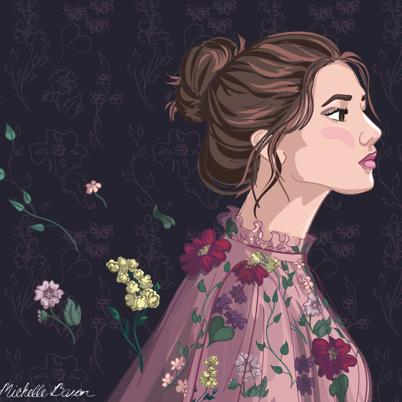 Michelle Baron Fashion illustration moody floral pattern